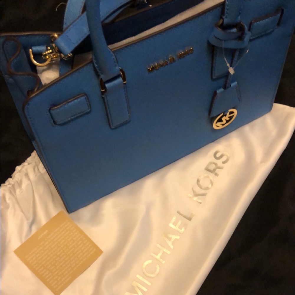 Blue Michael Kors bag with dust bag